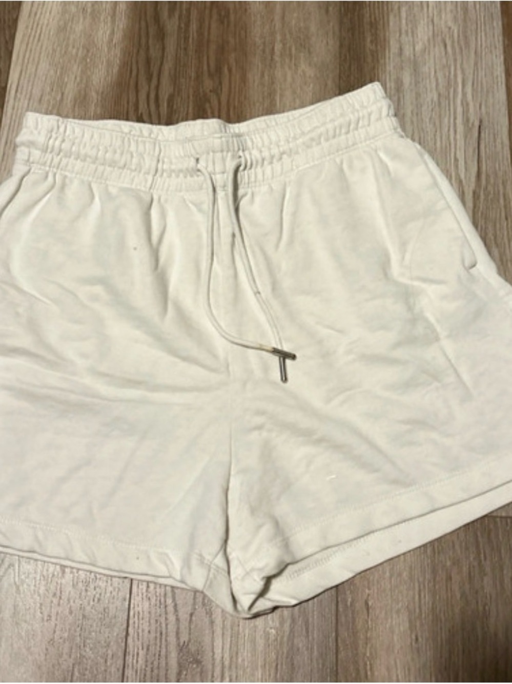 H&M Cream Elastic Drawstring Athletic Shorts